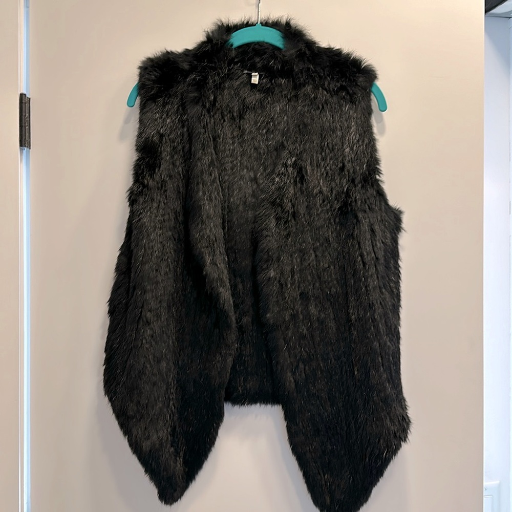 Black fur vest by Joie